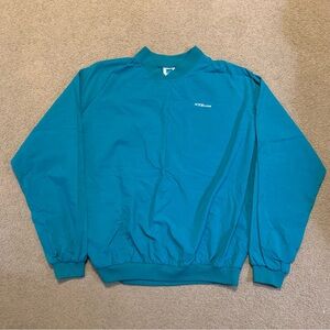 Vintage NYK Line Men's XL Long Sleeve Windbreaker Shirt Pockets Teal Blue USA